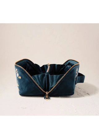 Elizabeth Scarlett Wild Rose Open Flat Makeup Bag Ink Blue - MMJs Fashion