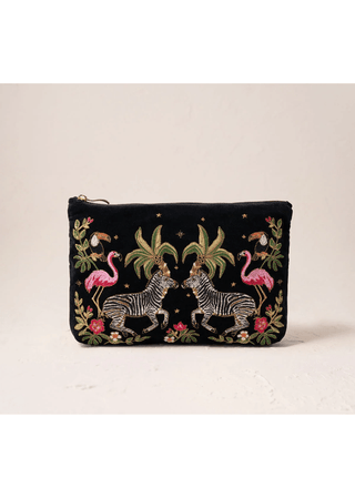 Elizabeth Scarlett Wild Zebra Palm Everyday Pouch Charcoal - MMJs Fashion