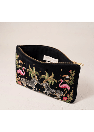 Elizabeth Scarlett Wild Zebra Palm Everyday Pouch Charcoal - MMJs Fashion