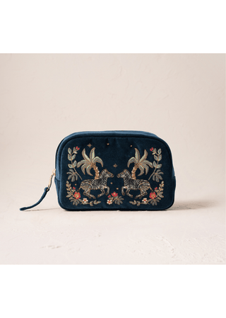Elizabeth Scarlett Wild Zebra Palm Makeup Bag Navy Blue - MMJs Fashion