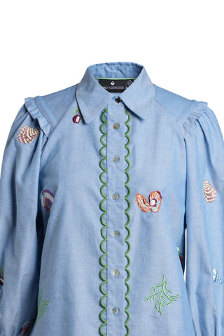 Emily Lovelock Embroidered Blouse Blue Edie - MMJs Fashion