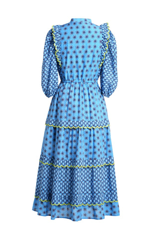 Emily Lovelock Mixed Print Dress Blue Sabrina - MMJs Fashion
