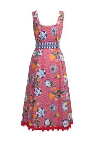 Emily Lovelock Orange Print Dress Red Aubrey - MMJs Fashion