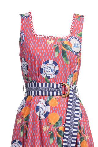 Emily Lovelock Orange Print Dress Red Aubrey - MMJs Fashion