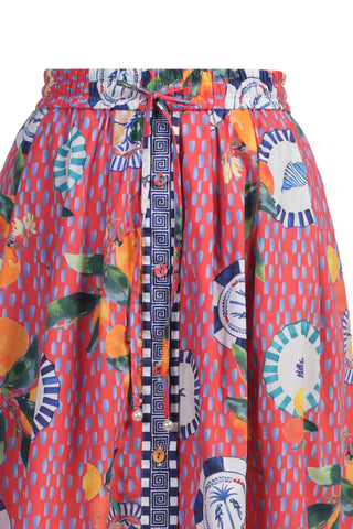 Emily Lovelock Orange Print Skirt Red Bernie - MMJs Fashion