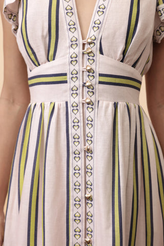 Emily Lovelock Striped Dress White Blue Madeline - MMJs Fashion