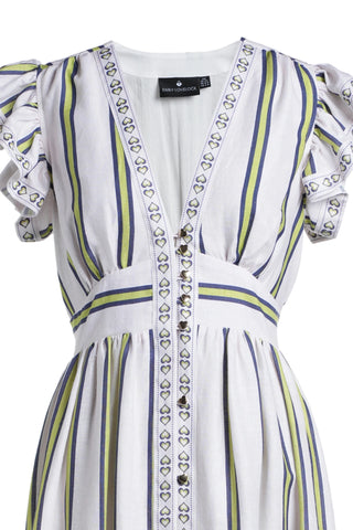 Emily Lovelock Striped Dress White Blue Madeline - MMJs Fashion