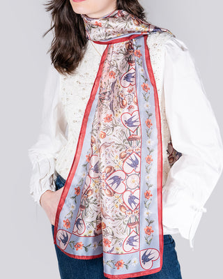 Fable England Folksy Fox Silky Scarf Pink