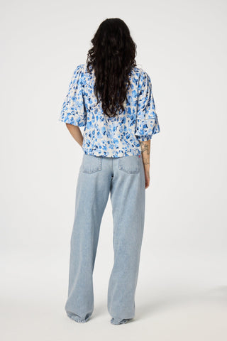 Fabienne Chapot Blue and Ivory Cheetah Print Top Dascha - MMJs Fashion