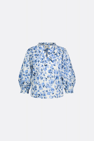 Fabienne Chapot Blue and Ivory Cheetah Print Top Dascha - MMJs Fashion