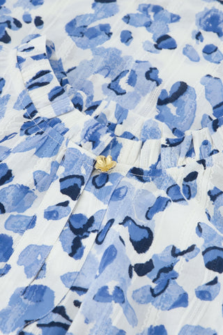 Fabienne Chapot Blue and Ivory Cheetah Print Top Dascha - MMJs Fashion