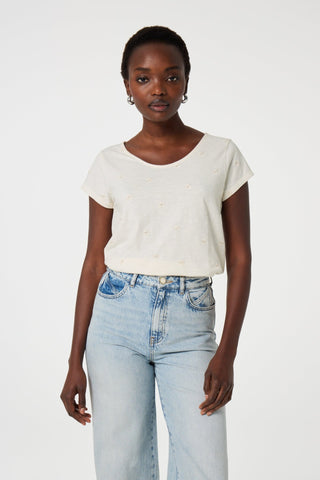 Fabienne Chapot Embroidered Flower T-Shirt Ivory Phil - MMJs Fashion