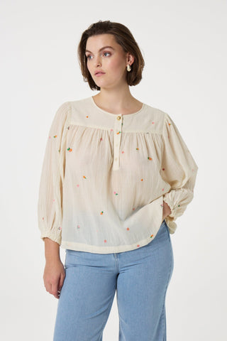 Fabienne Chapot Embroidered Top Ivory Bindi - MMJs Fashion