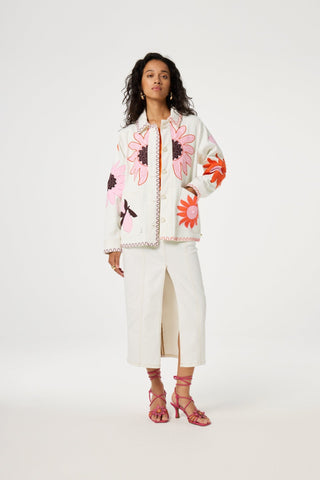 Fabienne Chapot Flower Embroidery Jacket Ivory Elody - MMJs Fashion