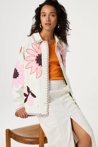 Fabienne Chapot Flower Embroidery Jacket Ivory Elody - MMJs Fashion