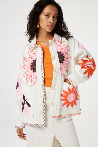 Fabienne Chapot Flower Embroidery Jacket Ivory Elody - MMJs Fashion
