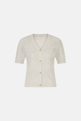 Fabienne Chapot Flower Pattern Cardigan Ivory Maddy - MMJs Fashion