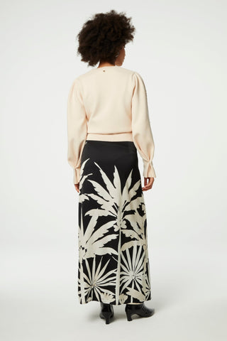 Fabienne Chapot Palm Print Skirt Black Ivory Laureen - MMJs Fashion