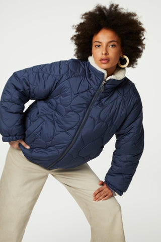 Fabienne Chapot Reversible Jacket Navy Blue Ivory Meggy - MMJs Fashion