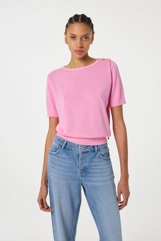 Fabienne Chapot Short Sleeved Jumper Pink Philou - MMJs Fashion