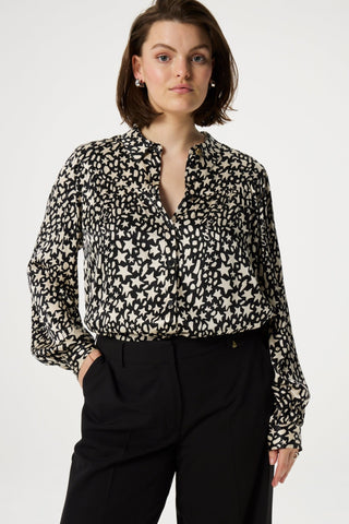 Fabienne Chapot Star Print Blouse Black Cream Nina - MMJs Fashion