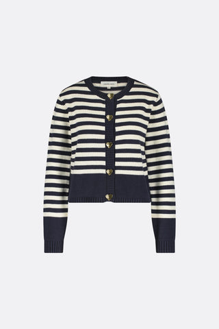 Fabienne Chapot Striped Cardigan Navy Blue White Stine - MMJs Fashion