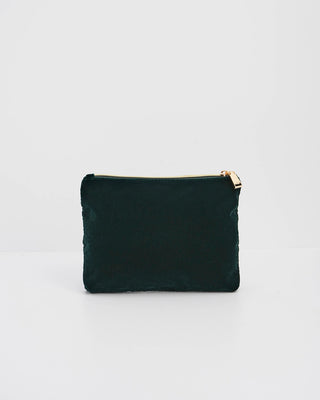 Fable England Meadow Scene Embroidered Pouch Forest Green