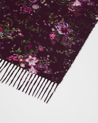 Fable England Floral Long Fringed Scarf Burgundy Eve