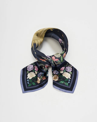 Fable England Narrative Square Scarf Navy Selene