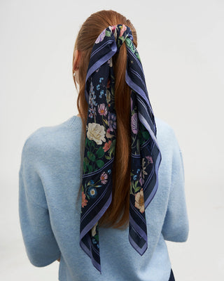 Fable England Narrative Square Scarf Navy Selene