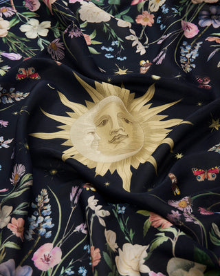 Fable England Narrative Square Scarf Navy Selene