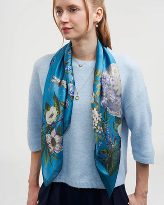 Fable England Midnight Garden Square Scarf Teal