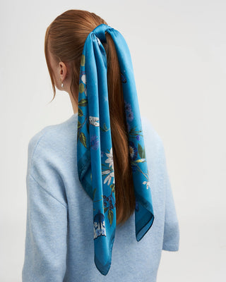 Fable England Midnight Garden Square Scarf Teal