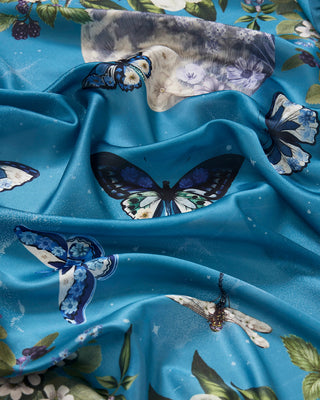 Fable England Midnight Garden Square Scarf Teal