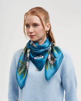 Fable England Midnight Garden Square Scarf Teal