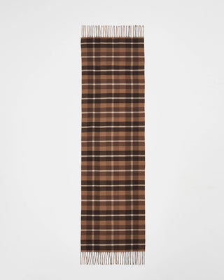 Fable England Woodland Scene & Check Rectangle Scarf Tan