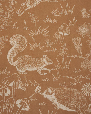 Fable England Woodland Scene & Check Rectangle Scarf Tan