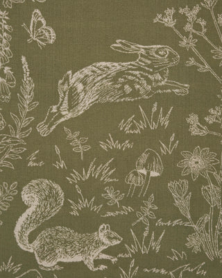 Fable England Woodland Scene & Check Rectangle Scarf Khaki