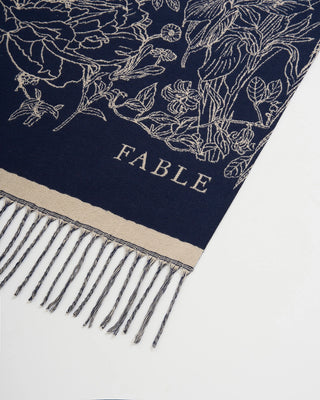Fable England Midnight Garden Long jacquard Scarf Navy