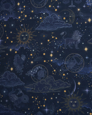 Fable England Zodiac Long Fringed Scarf Navy