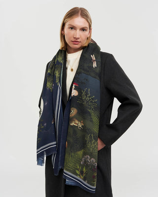 Fable England Woodland Meadow Rectangle Scarf Navy