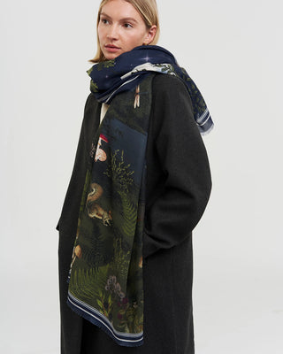 Fable England Woodland Meadow Rectangle Scarf Navy