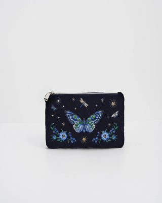 Fable England Butterfly Embroidered Pouch Navy - MMJs Fashion