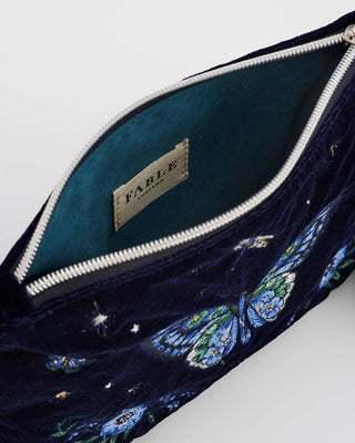 Fable England Butterfly Embroidered Pouch Navy - MMJs Fashion