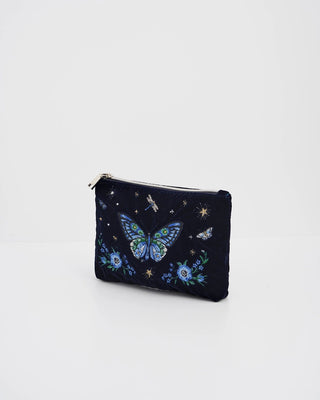 Fable England Butterfly Embroidered Pouch Navy - MMJs Fashion