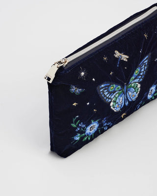 Fable England Butterfly Embroidered Pouch Navy - MMJs Fashion
