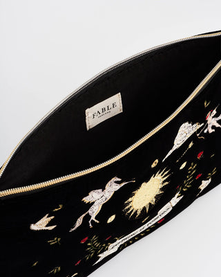 Fable England Celestial Velvet Embroidered Pouch Black - MMJs Fashion