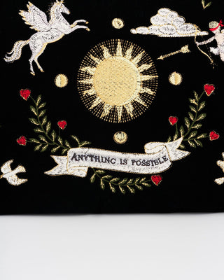 Fable England Celestial Velvet Embroidered Pouch Black - MMJs Fashion