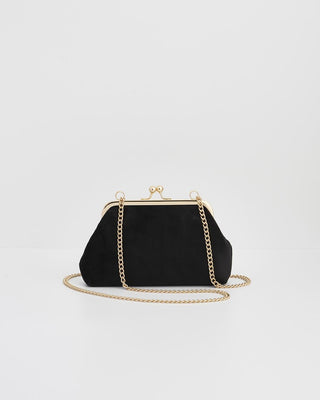 Fable England Floral Ditsy Embroidered Black Velvet Clutch Bag - MMJs Fashion