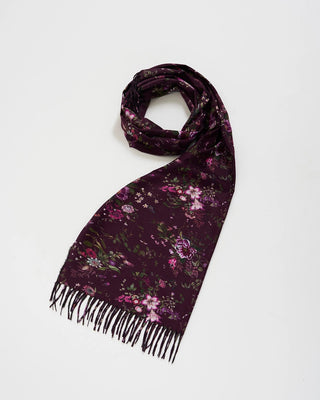 Fable England Floral Long Fringed Scarf Burgundy Eve - MMJs Fashion